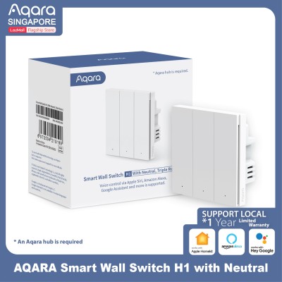 AQARA智能墙壁开关H1（三摇杆/Gang）支持苹果HomeKit、Alexa、谷歌（智能灯开关）