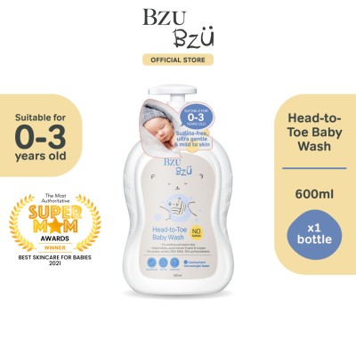 BzuBzu从头到脚婴儿洗发露套装，600ml |专为新生儿和敏感肌肤设计